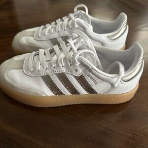 Adidas White and Gray Sneakers with Gum Sole